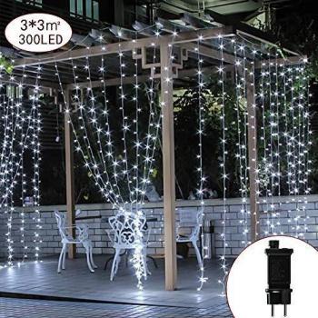 300 LED Cortina de Luces, Luces Led Decorativas. 8 Modos de Luz, Dormitorio Cadena de Luces LED Decoración de Casa, Fiestas, Bodas, Jardin, Decoración Navideña