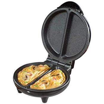 Daewoo SDA1556 - Molde antiadherente para preparar tortillas con indicadores de encendido y preparado, fácil de limpiar, acero inoxidable, negro/plateado, 750 W