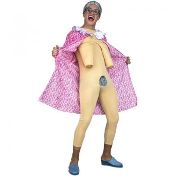 Disfraz de Anciana Exhibicionista para Hombre - Incluye 2 piezas, diseño de striper, talla M/L