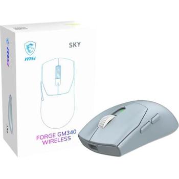Ratón Gaming Inalámbrico MSI Forge GM340, Óptico 12000 DPI, Diseño Ambidextro, Conexión RF/Bluetooth, 6 Botones, Autonomía de 82 Horas