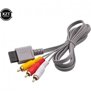 Cable AV Compuesto 3 RCA de 1.8m para Nintendo Wii, Audio y Video, 480p, Conector Baquelita Dorado