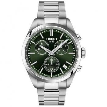 Tissot PR 100 Chronograph Men's Watch - Green Dial, Stainless Steel, 40mm, Water Resistant 10ATM