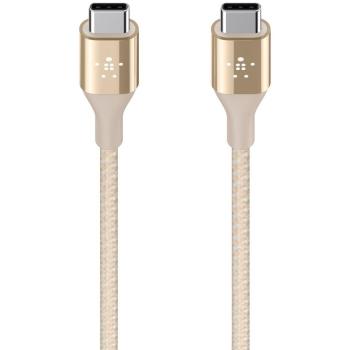 Belkin F2CU050bt04-GLD - Cable Duratek USB-C 3.0 DE Carga y sincronización, Compatible con MacBook, Pro/Google Pixel/Samsung Galaxy S9/S9+ y Otros Dispositivos compatibles con USB-C, 1.2 m, Oro