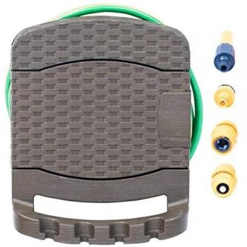 vidaXL Carrete de Manguera para Pared con Manguera Plástico Marrón Bricolaje
