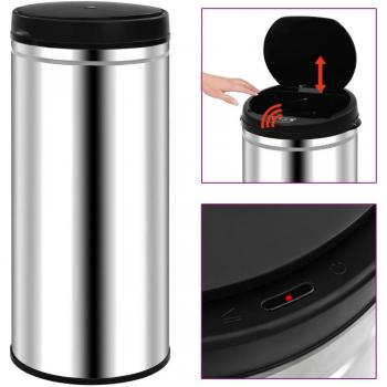 Cubo de basura con sensor automático 80 L acero inoxidable