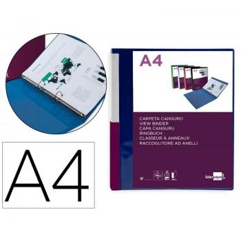 Carpeta Liderpapel Canguro 2 Anillas 25 mm Mixtas Polipropileno Din A4 Azul Translúcido