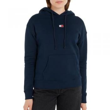 Chic Blue Brushed Cotton Hooded Sweatshirt with Logo Detail - XL