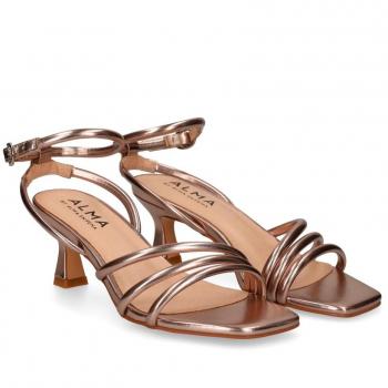 Alma Blue Sandalias de Tacón para Mujer - Marrón, Talla 41, con tiras y pulsera tobillera