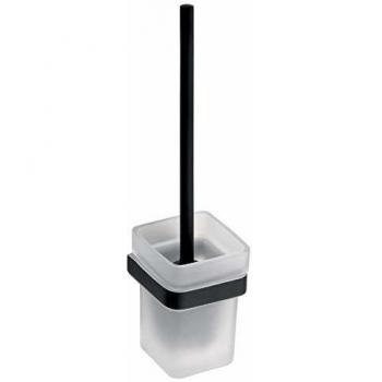 Escobillero de Baño Negro de Latón y Cristal 38,5 cm - Bemeta