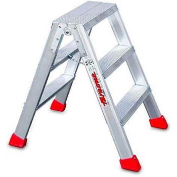 Faraone - Taburete Alto de Aluminio TPAS03 - 3+3 peldaños -76x50x25 cm - Uso Profesional - Taburete de Doble Subida - Peso Máximo Soportado de 150 kg - Cumplimiento normativa Europea EN 131