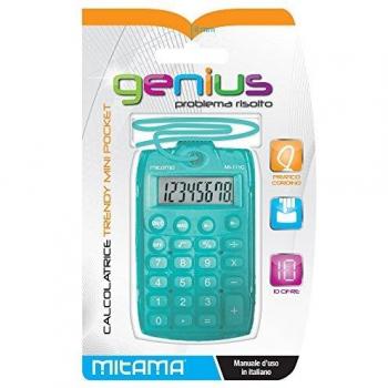 Mitama 61393 - Mini calculadora Genius, 100 mm x 59 mm x 9 mm, 12 unidades