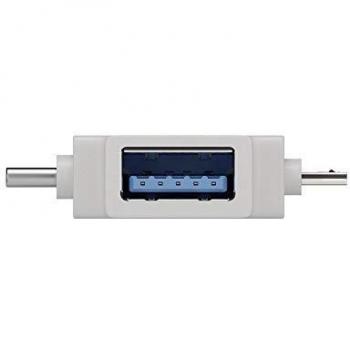 Adaptador T USB 3.0 a MicroUSB y USB-C - Blanco