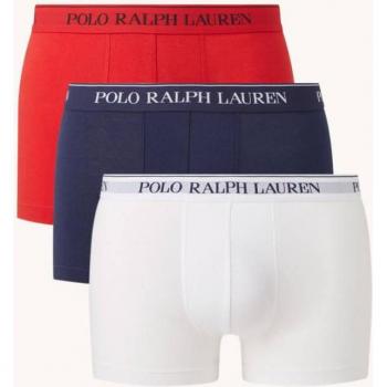 Polo Ralph Lauren Men's Cotton Trunk - 3 Pack (Red/White/Cruise Navy) Size Small