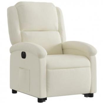 Sillón eléctrico reclinable elevable de terciopelo crema
