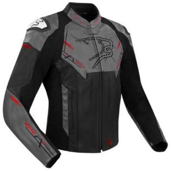 Bering Chaqueta de Moto Snap Negro-Gris - Chaqueta de cuero/textil para motocicleta, color negro y gris, talla XL