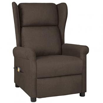 Sillón de masaje eléctrico tela marrón oscuro Vidaxl 933144