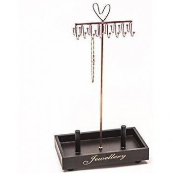 Soporte De Joyas negro con Corazón Anillos Cadenas