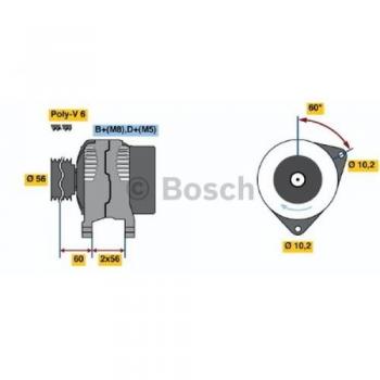 Alternador Bosch 0986039250 120A 14V para Opel Vectra, Omega, Calibra y Saab 900/9000