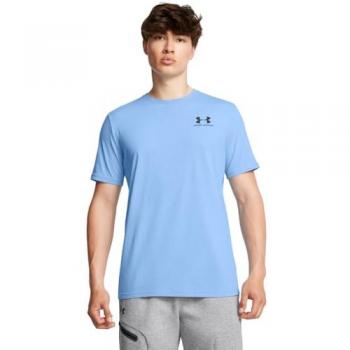 Camiseta de Manga Corta Under Armour Sportstyle Left Chest Azul Celeste XL