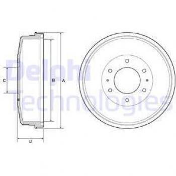 Tambor de freno DELPHI BF559 con alta resistencia, diseño optimizado para una mejor disipación del calor, fabricado con materiales de calidad para un rendimiento duradero y confiable, compatible con múltiples modelos de vehículos