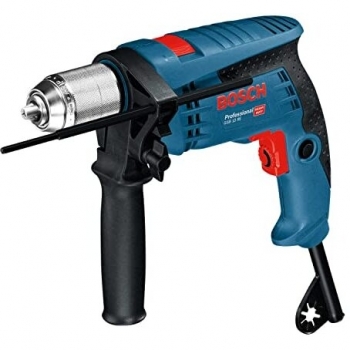 Bosch Professional GSB 13 RE - Taladro Percutor de Alta Potencia (600 W, 0-2800 rpm, Diámetro Máximo de Perforación en Hormigón 13 mm) con Juego de Accesorios y Maletín, Color Azul