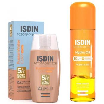 Pack Fotoprotectores Isdin Fusion Water Color Medium SPF50 50ml + Hydro Oil SPF 30 200ml