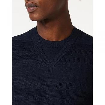 Armani Exchange Men's Blue Long Sleeve Round Neck Sweater