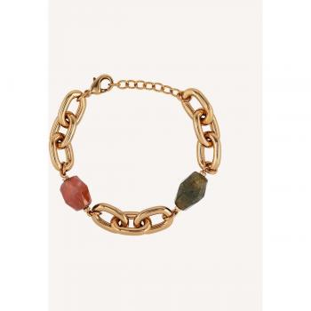 Pulsera Chains chapada en oro 18kt con piedra amatista