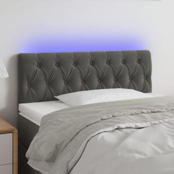 Cabecero LED gris oscuro de terciopelo 100x7x78/88 cm