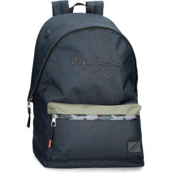 Mochila Pepe Jeans Cromwell 44 cm con dos compartimentos y salida de audio en color negro