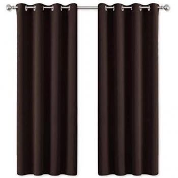 PONY DANCE Cortinas Salón Moderno - Térmicas Aislantes Calor Frío para Hogar, 2 Piezas, 140 x 175 cm, Marrón Chocolate