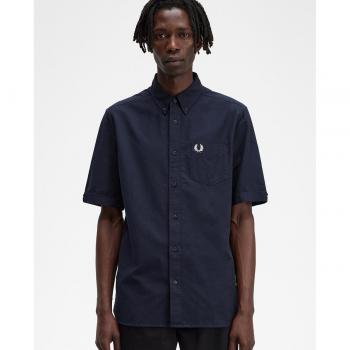 Fred Perry Men's Short Sleeve Oxford Shirt - Navy - Size X-Large