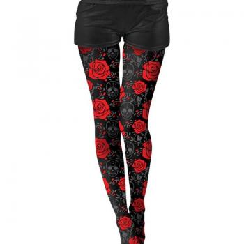 Pantimedias de Catrina Calaveras y Rosas Rojas para Adulto