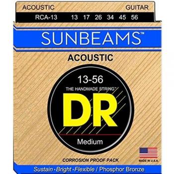 DR Strings Sunbeams RCA-13 - Medium Acoustic Guitar Strings, Phosphor Bronze 13-56