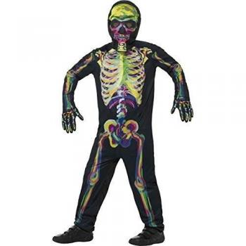 Smiffys-45124L Disfraz de Esqueleto Que Brilla en la Oscuridad, con Traje Entero, m, Multicolor, L-Edad 10-12 años