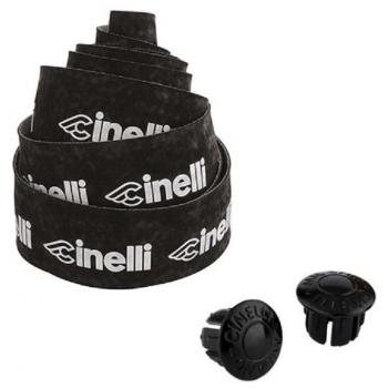 Cinta para manillar Cinelli Logo Velvet negra, material de terciopelo, diseño con logo, fácil de instalar, proporciona un buen agarre y comodidad al ciclista