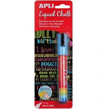 APLI Liquid Chalk Punta Redonda Rotuladores de Tiza Borrable, 5,5 mm, Azul, 1 Unidad