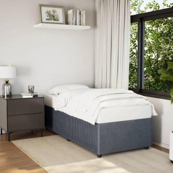 Cama solar sin colchón de terciopelo gris oscuro 90x200 cm