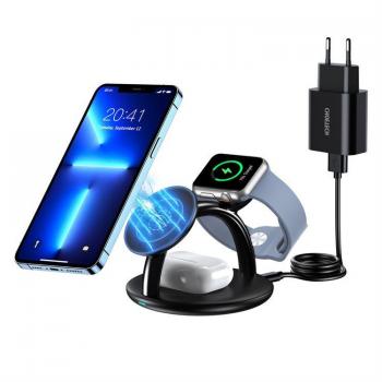 Estación de Carga Inalámbrica 3 en 1 Choetech T587-F para iPhone, AirPods Pro y Apple Watch - 15W - Negra