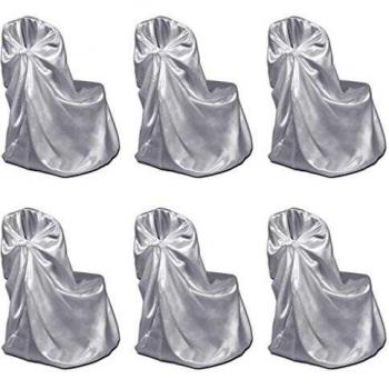 vidaXL 6x Fundas de Sillas Blancas Banquetes Bodas Cubierta Asiento Decoración