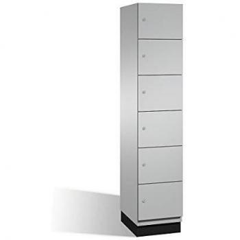 Armario de Compartimentos Bajo Llave C+P Cambio 6 Secciones con Puertas de Acero, Color Blanco Aluminio