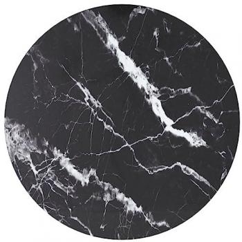 Black Marble Design Tempered Glass Table Top Ø70x0.8 cm