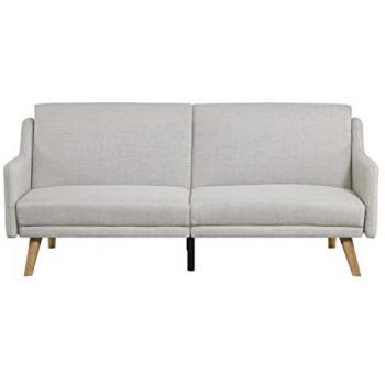 Sofá convertible escandinavo 3 plazas tela gris claro Concept Usine, revestimiento tejido de poliéster, moderno y elegante, acabado en madera, dimensiones: 185 x 89 x 82 cm