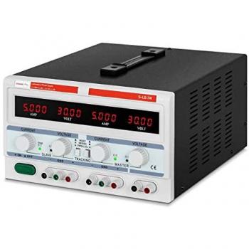 Fuente de Alimentación Regulable para Laboratorio - 2 x 0-30 V / 0-5 A CC - 1 x 5 V / 3 A - 300 W