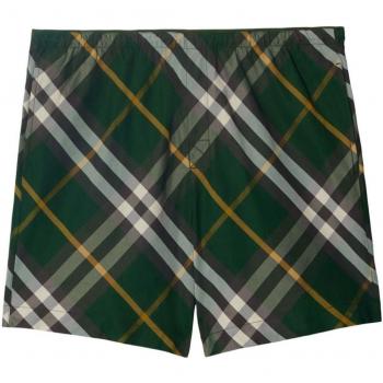 Burberry Men's Check Motif Swim Shorts in Green | Size Small | 8083162B8660