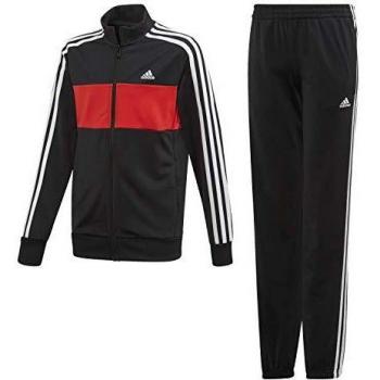 adidas Yb TS Tiberio Chándal, Niños, Top:Black/Vivid Red/White Bottom:Black/White, 1516