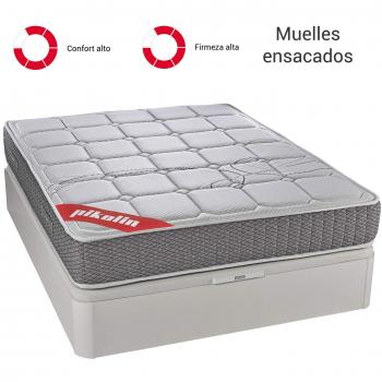PIKOLIN Colchón 90x190 de muelles ensacados visco, firmeza Alta, Reversible, máxima Calidad, Alto 27 cm - Colchones Troas