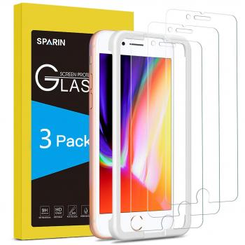 SPARIN [3-Pack] Protector Pantalla iPhone 7 Plus/iPhone 8 Plus, Cristal Templado iPhone 7 Plus/iPhone 8 Plus, Vidrio Templado con [2.5d Borde Redondo] [9H Dureza] [Alta Definicion]