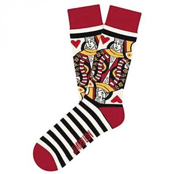 Calcetines Jimmy Lion Queen of Hearts en color rojo, blanco y naranja, fabricados en algodón peinado de primera calidad, talla M (36-40), media caña