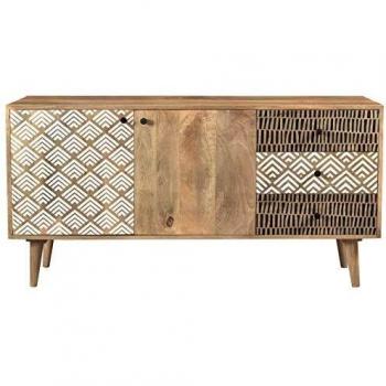 Aparador de madera Rendez-Vous Déco con 2 puertas, 3 cajones y dibujo